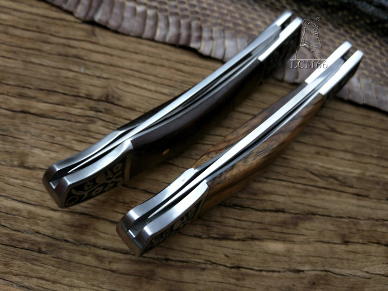 Тактический Складной Карманный Нож Стальное Лезвие Деревянная Ручка Titanium Ножи