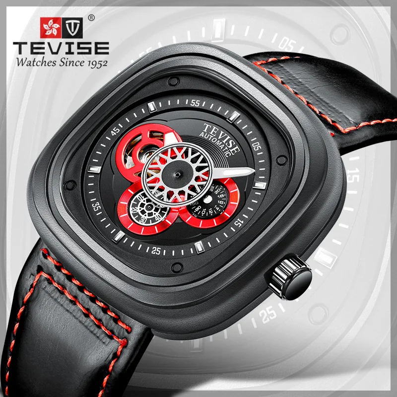 

[Dropshipping] TEVISE Men Watch Automatic Watch Waterproof Genuine Leather Skeleton Male Clock Mechanical Wristwatches Men T843A