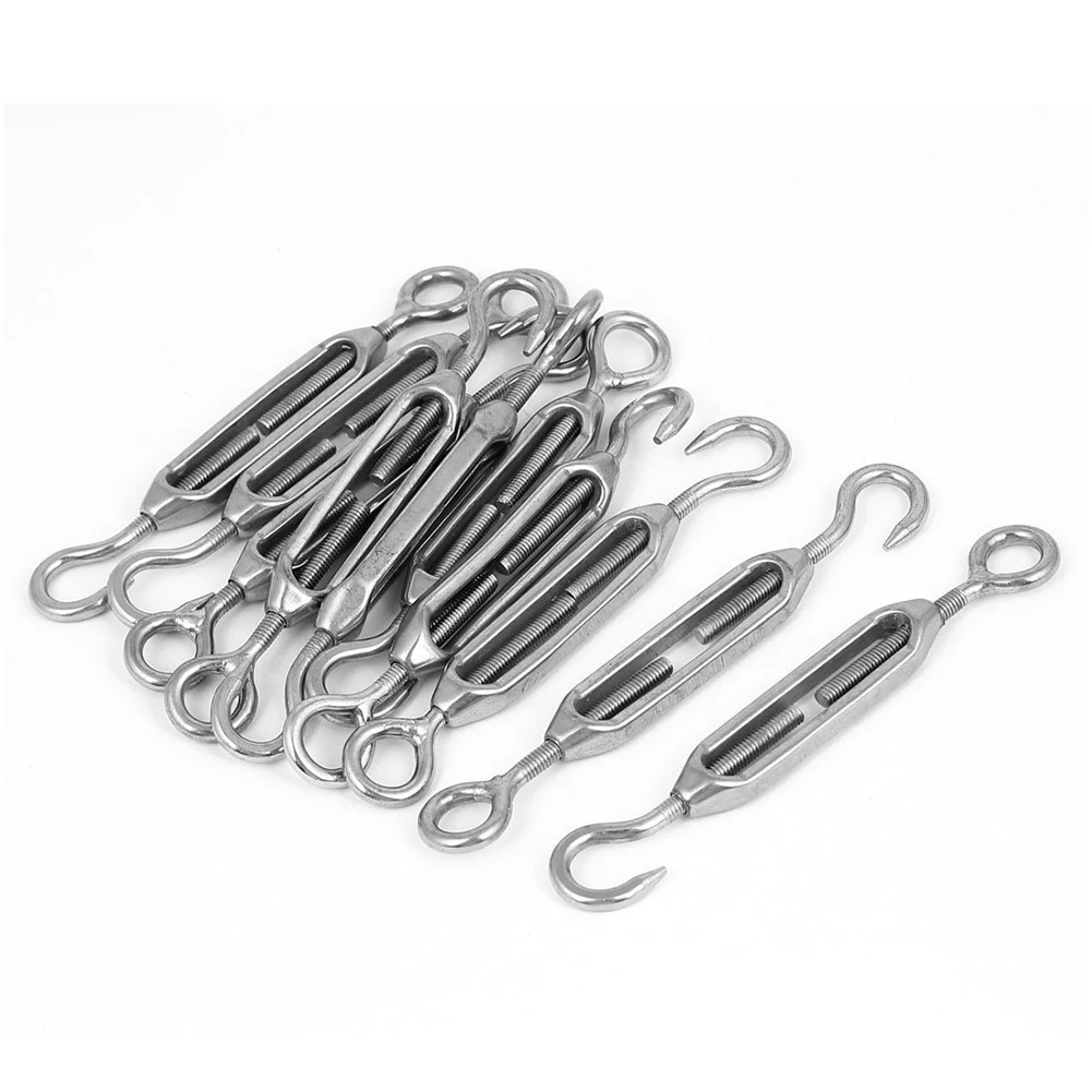 

Hot Sale M4 4mm Thread Adjustable Stainless Steel Eye Hook Turnbuckle 10pcs