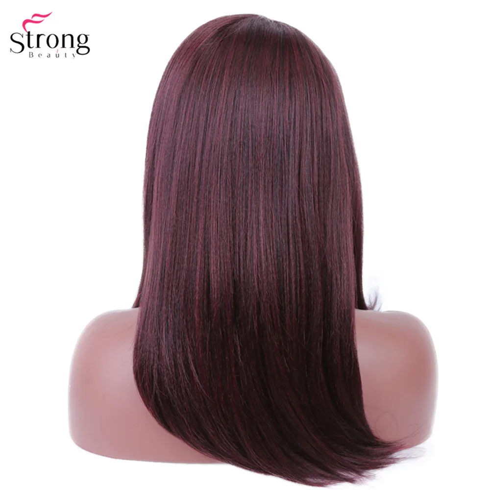 StrongBeauty синтетические парики для женщин Yaki прямые волосы каскадом черный синтетический парик