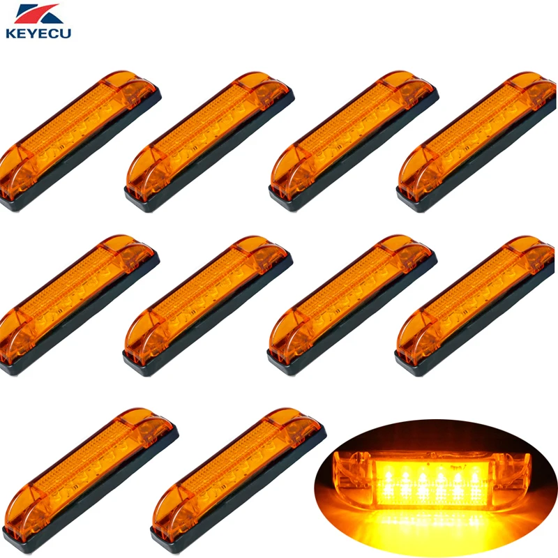 KEYECU 10 упак. 4 &quotЯнтарный 6LED Боковые габаритные огни Задний Боковой габаритный
