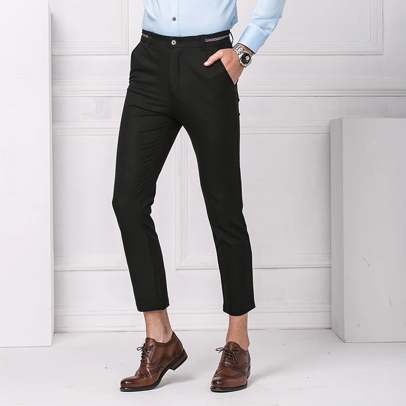 High-end Men Ankle-Length Pants Casual Mens Business Trousers 2017 New Fashion Designer Korean Slim Fit Pant Big Size 28-36 | Мужская