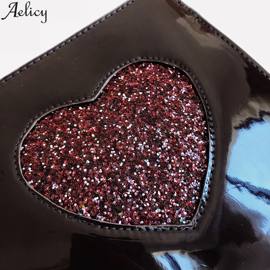 Женские сумки мессенджеры с сердечками Aelicy однотонные повседневные украшениями