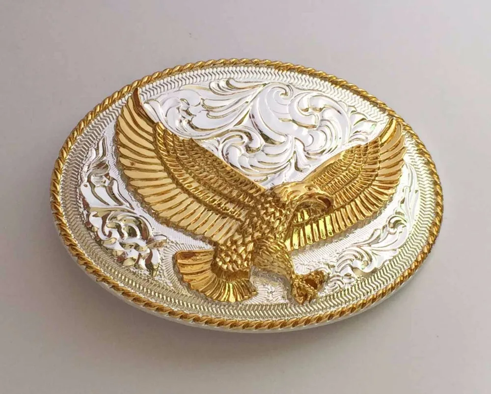 Gold Flying Eagle Floral Flower Western Cowboy Belt Buckle SW-BY852 suitable for 4cm wideth snap on belt with continous stock | Дом и сад