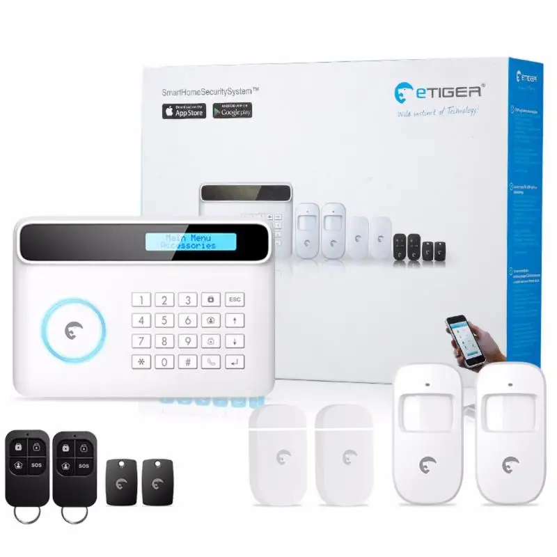 Etiger беспроводной 433 MHz PSTN GSM двойной сетевой комплект для автоматизации дома