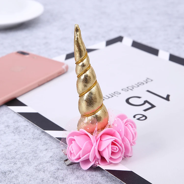 Бантик для волос с радужным единорогом Детские блестящие клипсы девочек ручной