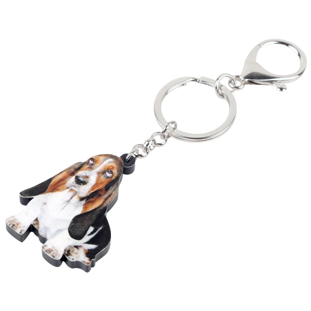 WEVENI акриловый Basset Hound Dog, брелок, сумка для ключей, ювелирные изделия в виде животных для женщин, девочек, сумка, автомобильный кошелек, талисманы, подарок