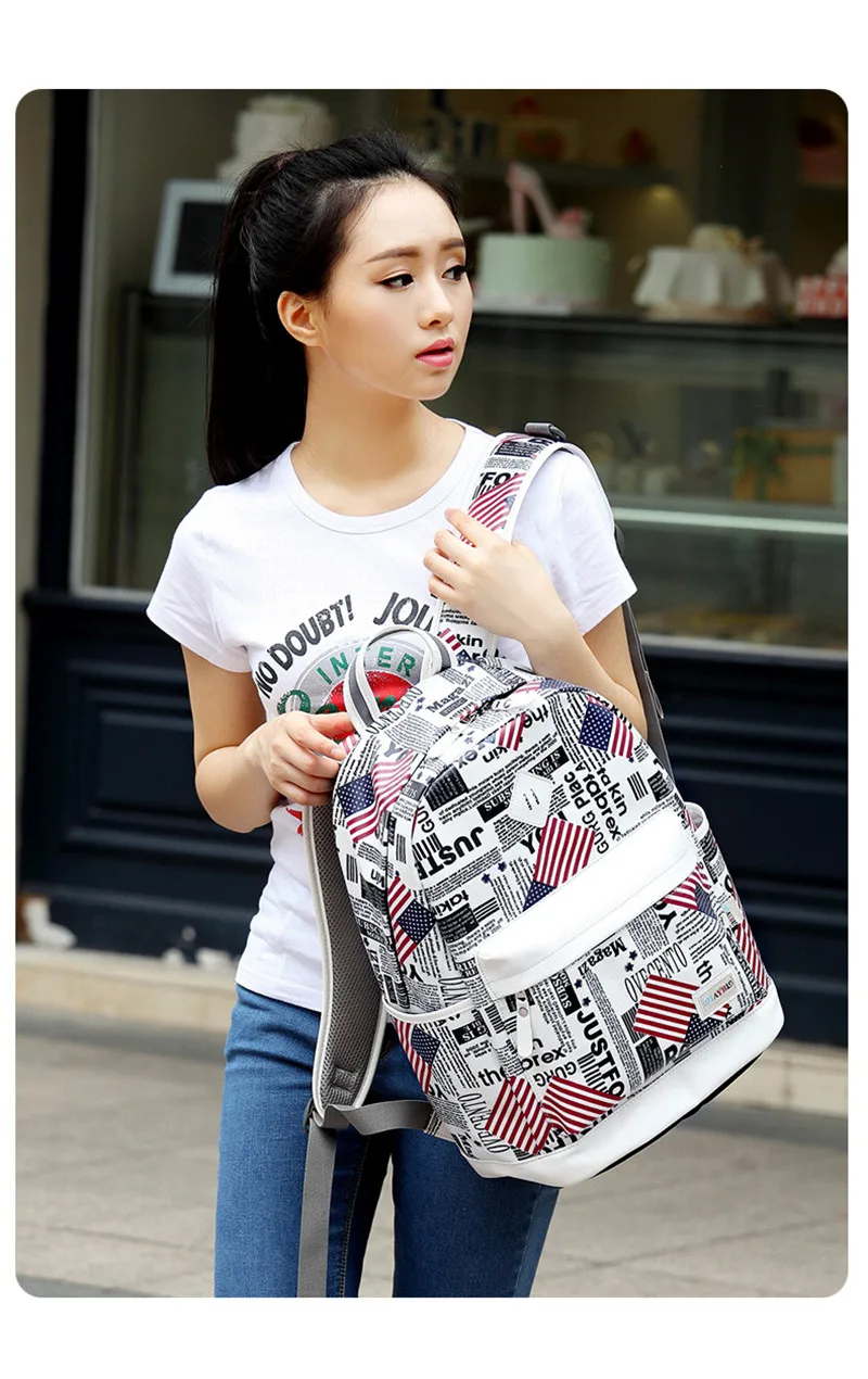 Рюкзак с принтом Холщовая Сумка модный рюкзак школьные сумки для подростков