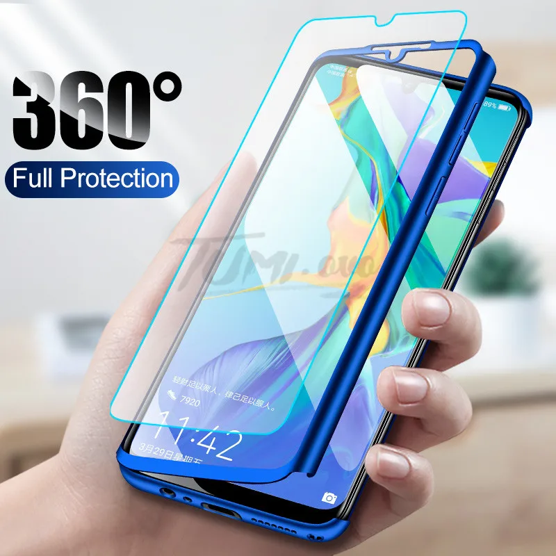 360 Full Protective Phone Case for Huawei Y5 Y6 Y7 Y9 Prime P Smart Pluz Z P30 P20 Lite Pro Nova 2i 3 3i 4 Cover with Glass
