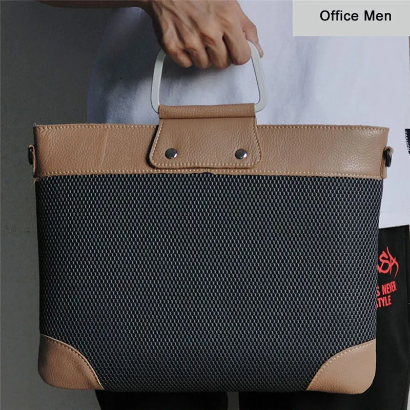 Натуральная кожа Для мужчин Портфели сумка A4 файл посылка металла для ноутбука с
