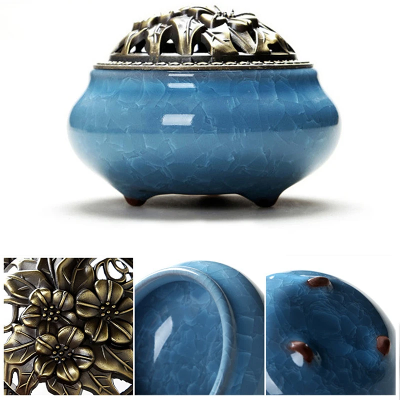 Мини-курильница для благовоний из сплава и керамики кадило-ароматерапия