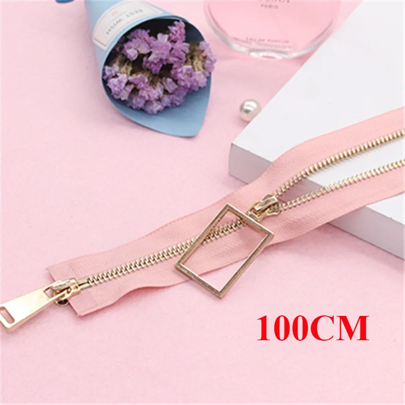 pink 100cm Meetee 5#70-120 см металлическая молния двойной ползунок открывающийся Декор молния для DIY швейная одежда пальто куртка ремесла аксессуары AP543 - Цвет: pink 100cm
