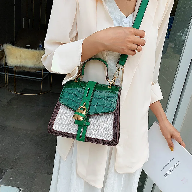 Advanced sense small women's new Korean version of the single-shoulder slant with fashion hand stone pattern square bag |