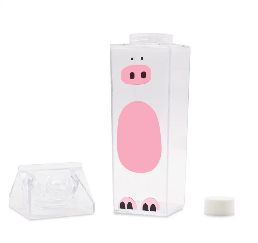 PIG Bpa free, 500 мл, креативная пластиковая бутылка в форме свиньи, чай, тигр, чайник, спортивный, для улицы, сок, корова, молоко, мультяшная бутылка - Цвет: PIG