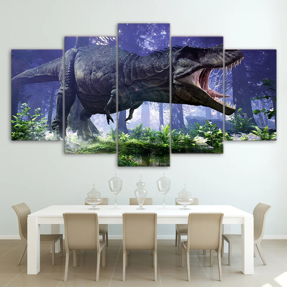 

Canvas Paintings Printed 5 Pieces Jurassic Park Dinosaurs Wall Art Canvas Pictures For Living Room Bedroom Home Decor