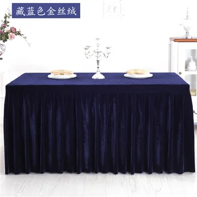 navy blue Фланель прямоугольный Свадебная скатерть Юбка для стола ing мягкая бархатная ткань Юбка для стола для катерть для стола крышка украшения - Цвет: navy blue