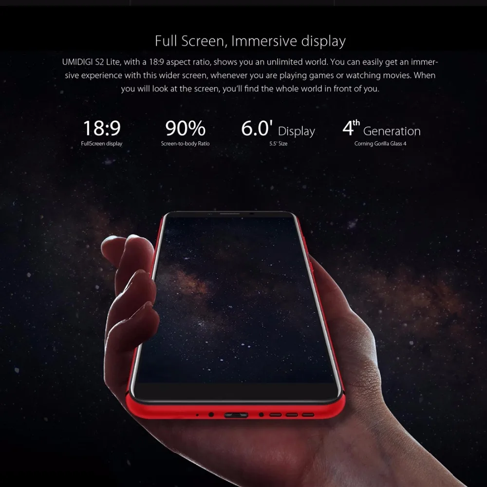 Umidigi S2 Lite смартфонов 5 99 'ཎ:9 Дисплей 4 ГБ + 32 г mt6750t восемь ядер 5100 мАч Android 7 0 Dual
