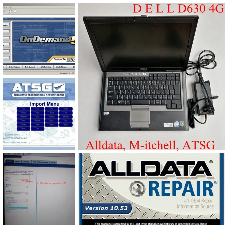 

2019 Alldata 10.53 M.itchell on demand 2015 ATSG 2012 installed well on used laptop Computers D630 4G with 1TB new HDD hard disk