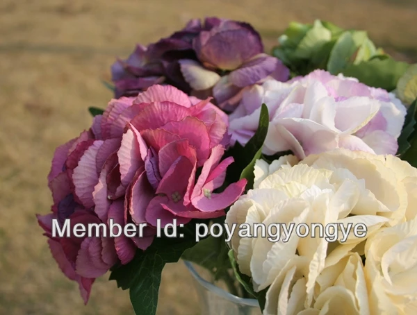 2015 new mini short table flowers single silk artificial shell hydrangea with leaves 12pcs/lot | Дом и сад
