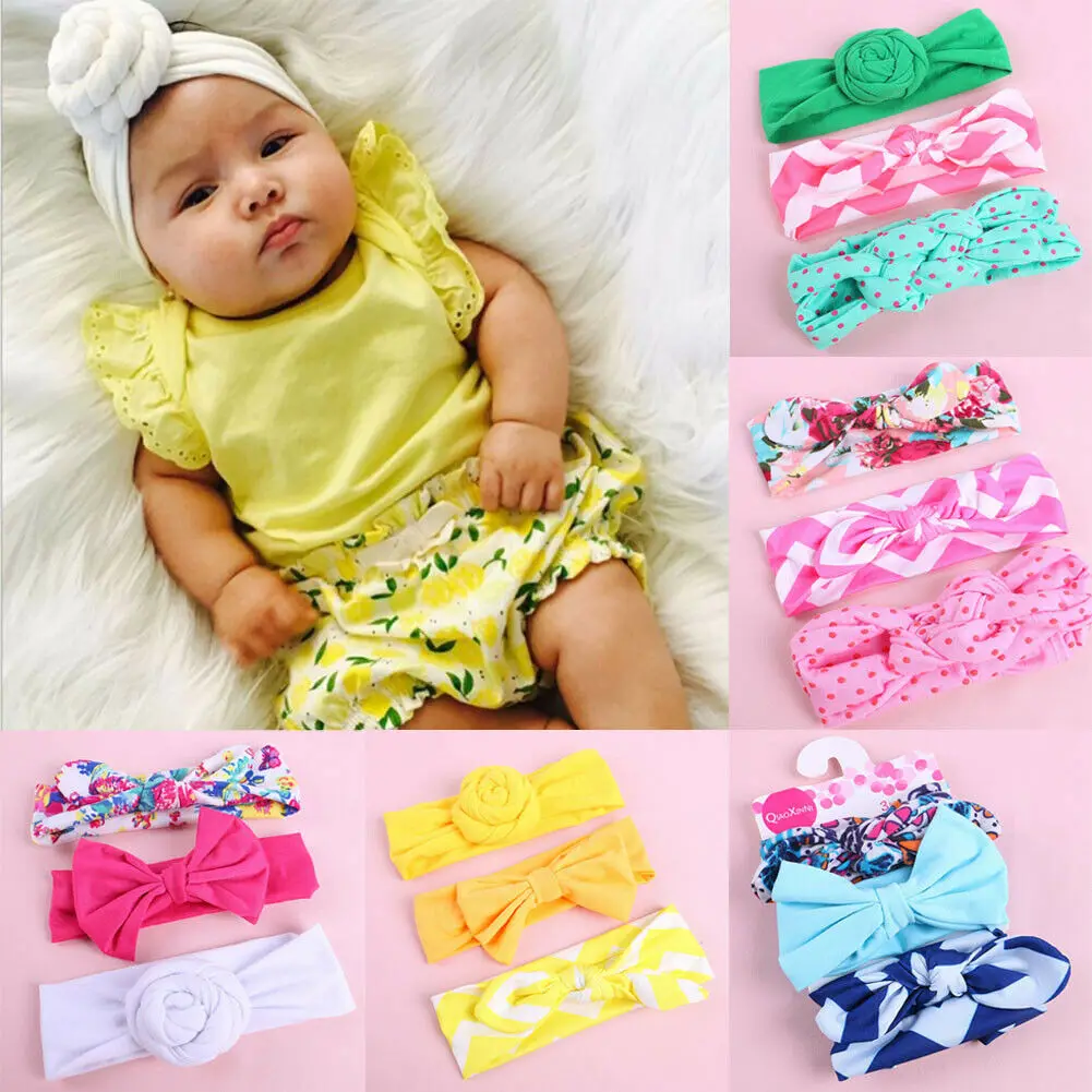 2019 Brand New 3PCS/Packet Hairband Toddler Kid Girl Boy Head Band Flower Print Bowknot Headband Elastic Hair Accessories Gifts | Детская