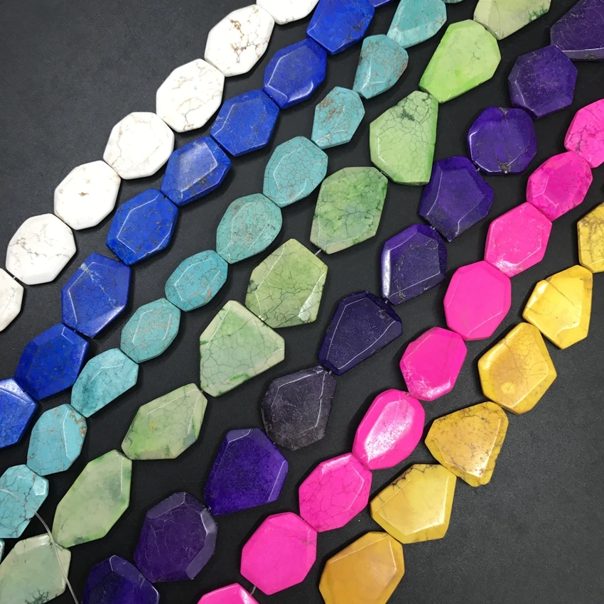 7 цветов на выбор натуральная бирюза Howlite граненая плита Nugget свободные бусины
