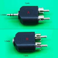 1pc nicke plated 3 5mm audio stereo jack female to 2 rca male audio jack connector adapter converter for speaker power amplifier