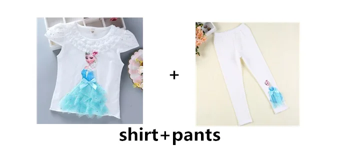 shirt and pants-1 Jargazol/детская одежда г. летний комплект одежды для маленьких девочек, кружевная юбка с рисунком принцессы Софии и Эльзы из сетчатой ткани комплекты для маленьких девочек - Цвет: shirt and pants-1