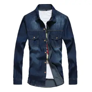 Мужская джинсовая рубашка, повседневная синяя рубашка с длинным рукавом, большие размеры, осень 2018