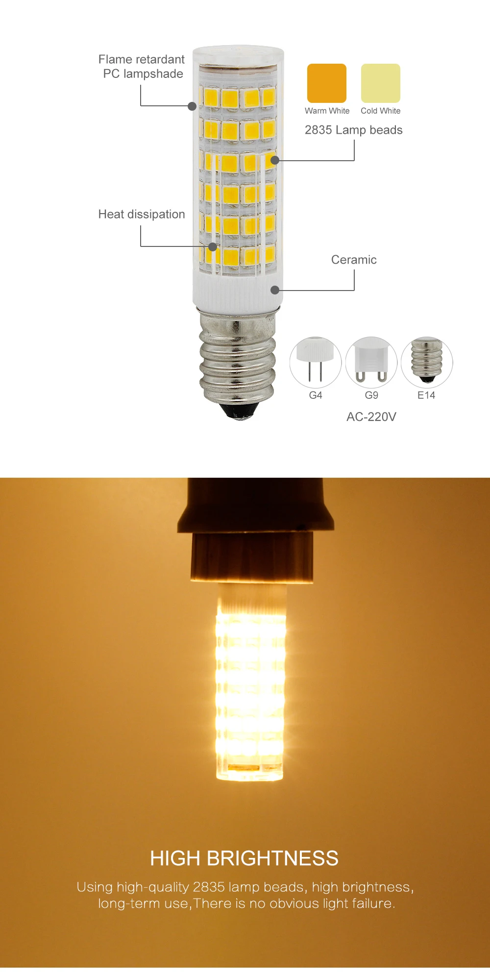G9 светодиодный светильник 220V 230V 2835 SMD 33 51 75 светодиодный s высокое качество G4 E14 Керамика светодиодный лампочка прожектор в форме кукурузы заменить галогенные лампы, люстры