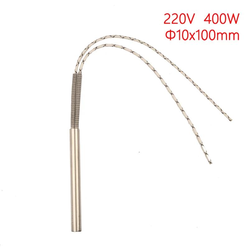 10 шт. 10*100 мм, 400 Вт, трубка для нагрева картриджа, диаметр трубки 10 мм. Нагревательный элемент цилиндрический трубчатый