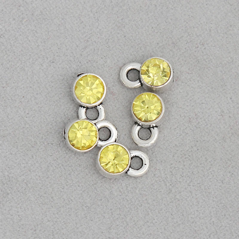 

RAINXTAR New Small Alloy 6mm Colorful Round Crystal Rhinestone Charms 10pcs 6*10mm AAC1897