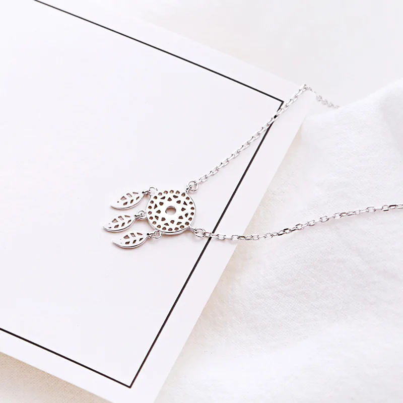 Цепочка с кулоном Ловец снов из серебра 100% пробы фианитами|necklace women|cz necklacechain pendant |