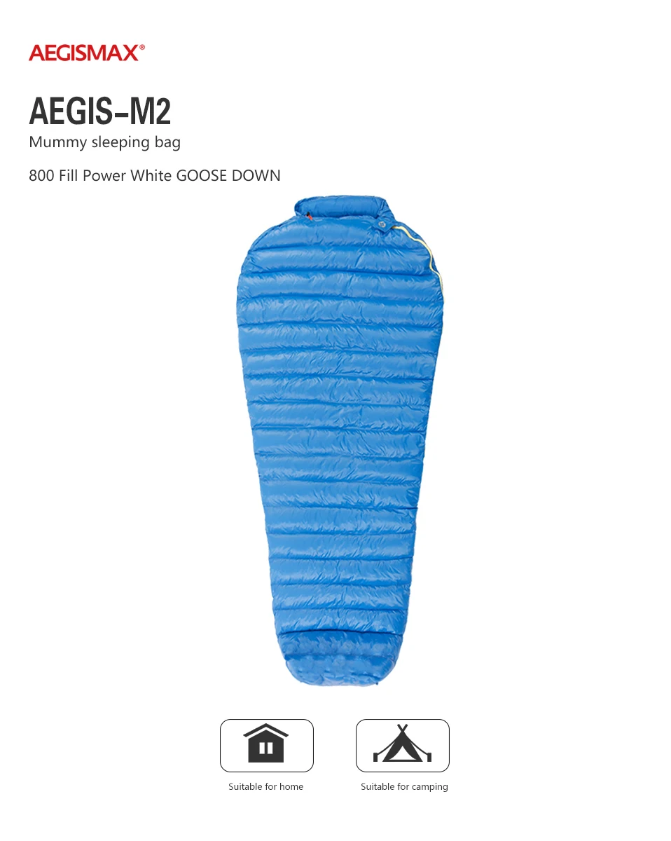AEGISMAX спальный мешок M2 наполнение 380 г/420 г 800FP Открытый Сверхлегкий типа «кокон» белый гусиный пух Кемпинг зимний спальный мешок