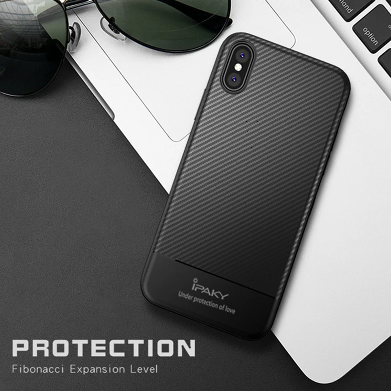 IPAKY противоударный силиконовый чехол из углеродного волокна для Iphone XS X Max XR