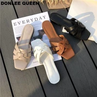 donlee queen women brand slippers summer slides open toe flat casual shoes leisure sandal female beach flip flops big size 41