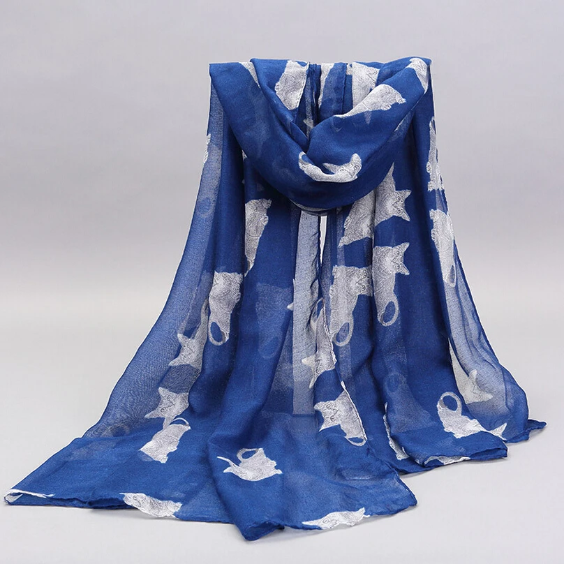 Women Kitten Print Shawl Scarf Cat Lady Wholesale Available 90*180 cm 6 Colors | Аксессуары для одежды