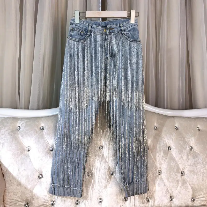 Женские джинсовые брюки ручной работы весна 2019|Узкие джинсы| |