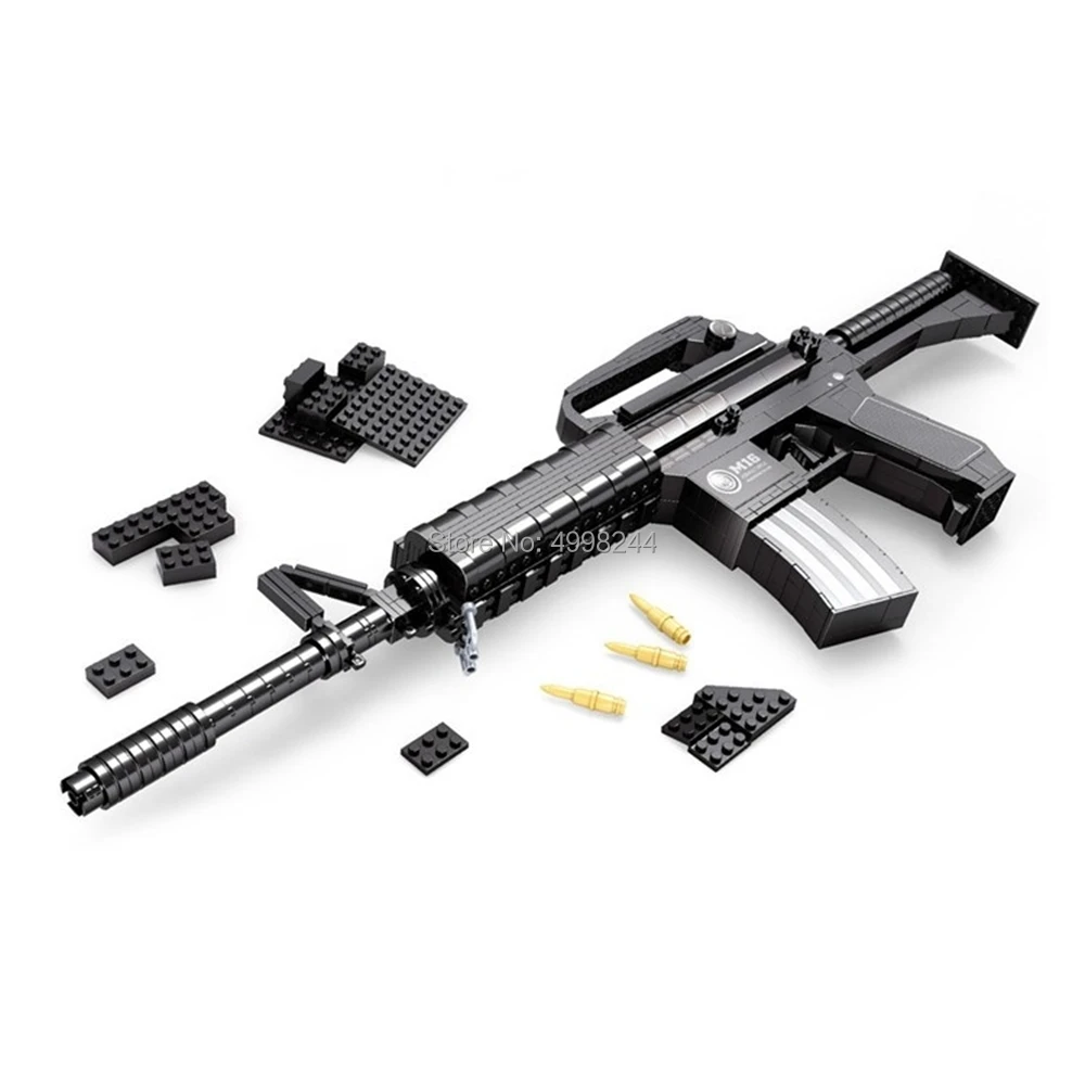 Ausini p22607 524 шт военные штурмовые винтовки m16 строительные блоки кирпичные игрушки