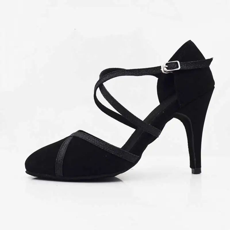 Zapatos de mujer; современные танцевальные туфли; блестящие свадебные туфли из нубука; обувь для Вальс Танго; туфли с закрытым носком для латинских танцев и сальсы; Обувь для бальных танцев - Цвет: 8.5cm heel