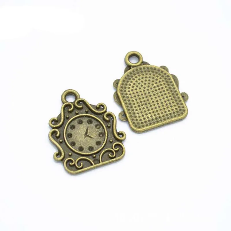 antique bronze 25 шт. 30x25 мм антикварное серебро/Античная бронза сплав часы Шарм кулон для изготовления ювелирных изделий - Окраска металла: antique bronze