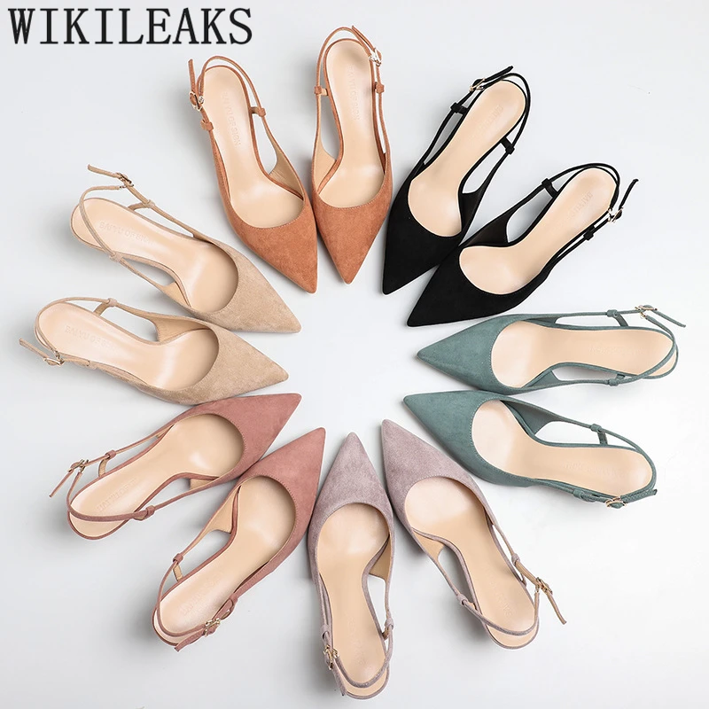 Черные туфли-лодочки женская обувь с острым носком на высоком каблуке туфли