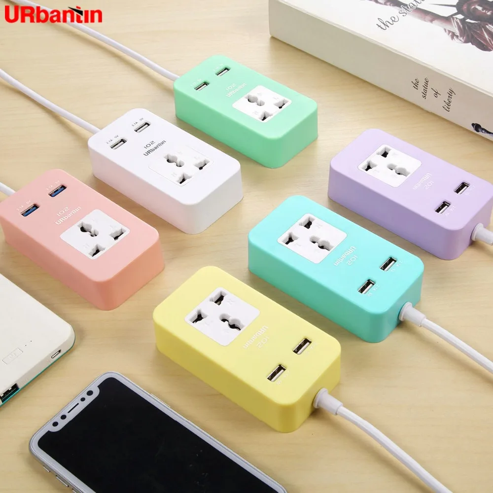 Urbantin 1AC розетки 2 выходами USB сетевой фильтр Цвет Смарт быстрой зарядки разъем с ЕС