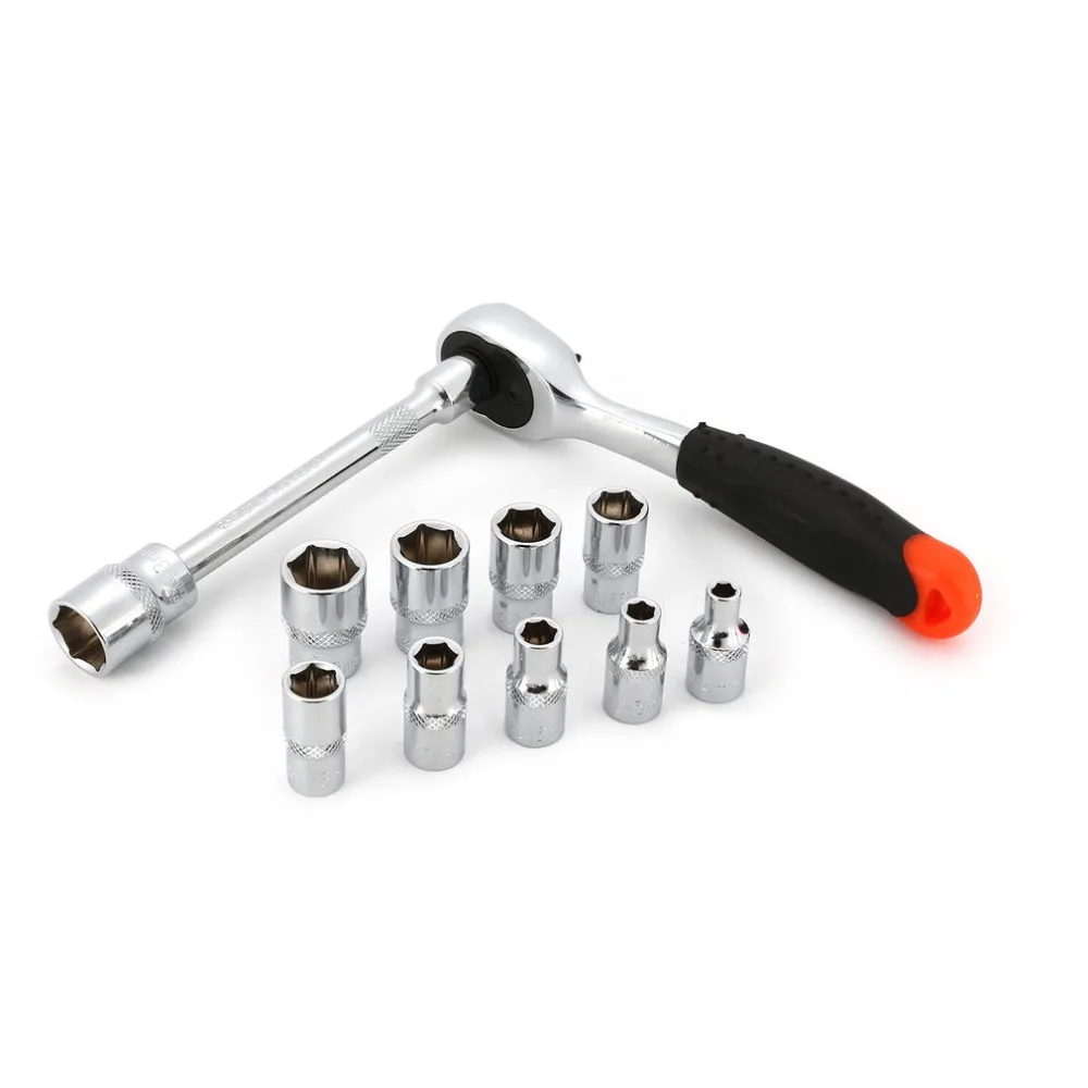 12Pcs 1/4-Inch Socket Wrench Set CR-V Drive Ratchet Spanner for Bicycle Motorcycle Car Repairing Tool Common Sockets | Инструменты