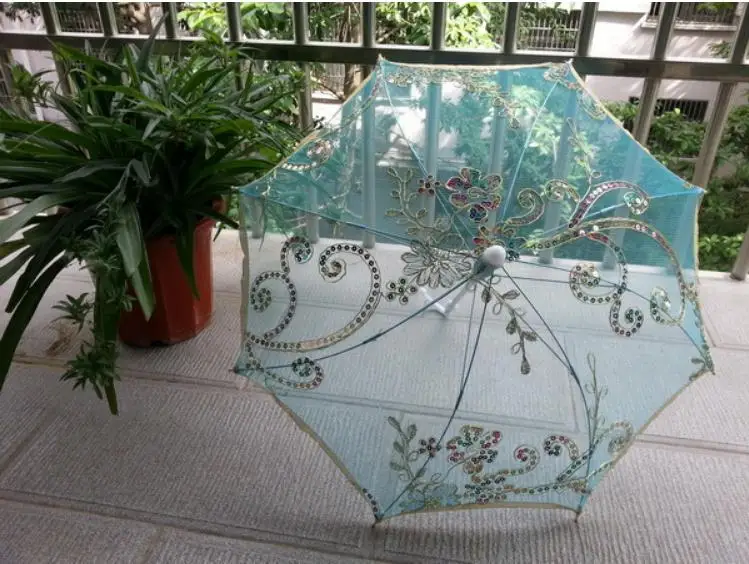 Зонт детский кружевной ручной работы с блестками и цветами 23 дюйма | Дом сад