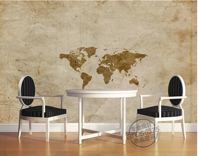 Объемные большие фрески на заказ Настенная карта мира в стиле ретро фоновая