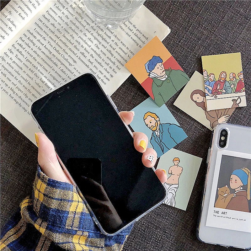 Oil painting card Transparent TPU Phone Case For iphone 11 Pro XS Max X XR 6 6s 7 8 plus vintage photo frame soft case Cover |