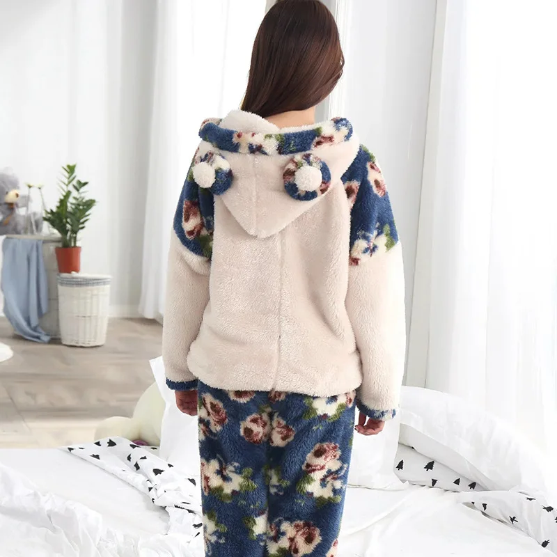 Пижамный комплект унисекс теплый с капюшоном карманами спереди 1120 | Женская