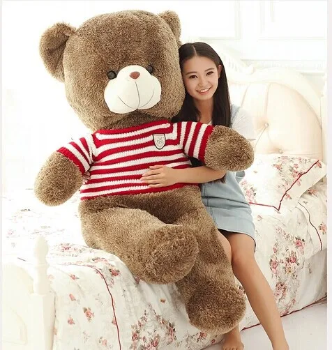 

plush sweater teddy bear toy big red stripes teddy bear toy bear doll gift doll about 160cm 0140