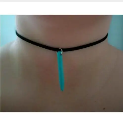 Na373 модные панк черные ожерелья в виде кожаной веревки геометрический синий