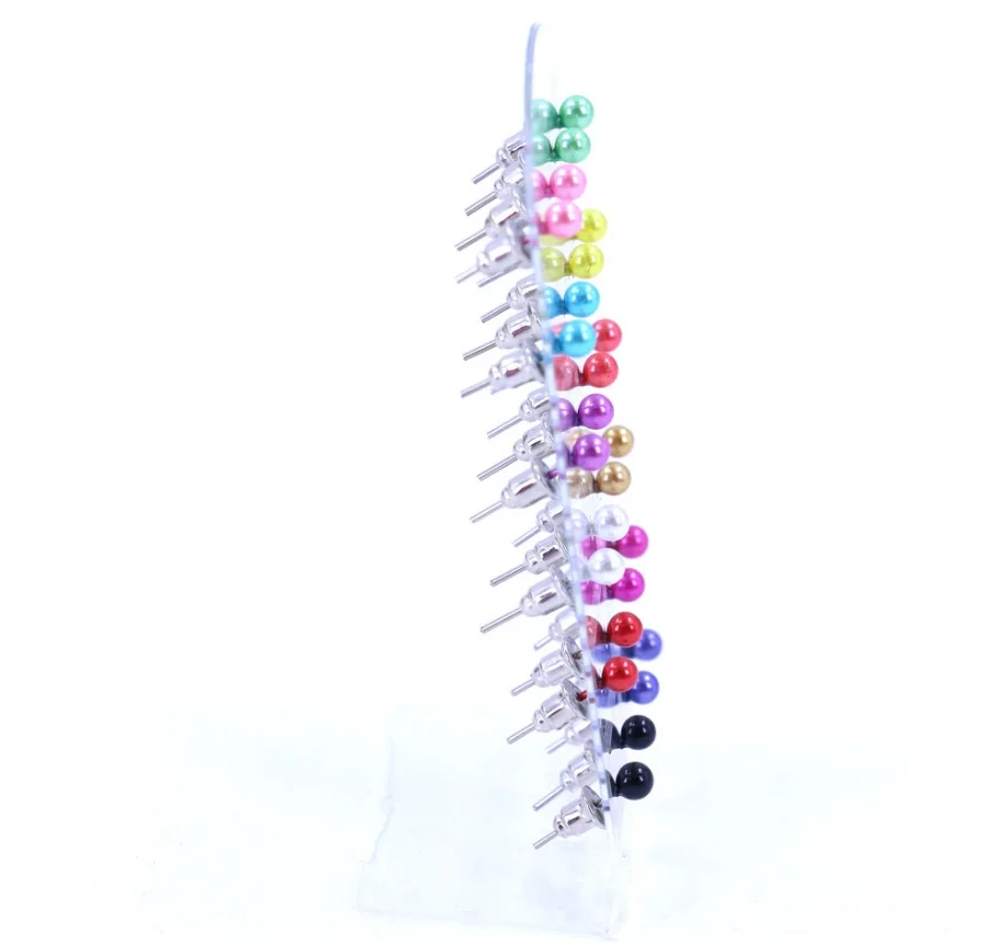 4mm 12 Pairs/set Punk Fashion Stud Earrings Set For Women/Men Elegant Mixed Simulated Pearl Metal Ball Earings Jewelry 2018 New | Украшения